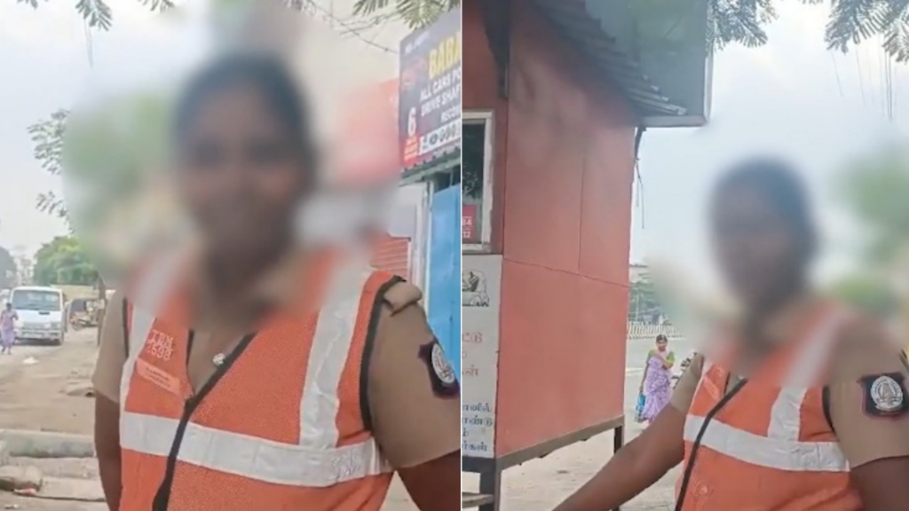 “நடுரோட்டுல எல்லாரும் பார்க்குறப்பவே ஒழுங்கா வேலை செய்யலைன்னு சொல்லி  சரமாரியா திட்டுறாங்க?”  தேம்பித் தேம்பி அழுத பெண் காவலர்.. வைரலாகும் வீடியோ..!!