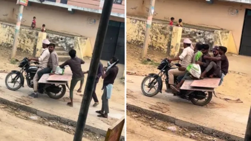 “ஸ்பீடு பிரேக்கர் வந்தா பைக் கதி என்ன?”… மரப்பலகையைக் கட்டி 6 பேர் அசாத்திய பயணம்.. வைரல் தலைசுற்றும் வீடியோ..!!!