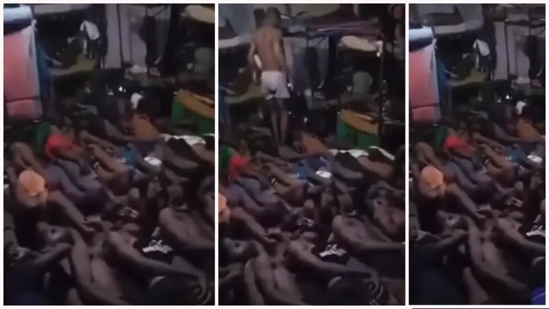 இது ஜெயிலா இல்ல ஆட்டு மந்தையா..? நிற்க கூட இடமில்லை… கூட்டம் கூட்டமாக இருட்டு அறையில் படுத்து கிடக்கும் கைதிகள்… இணையத்தை உலுக்கிய வீடியோ…!!!!
