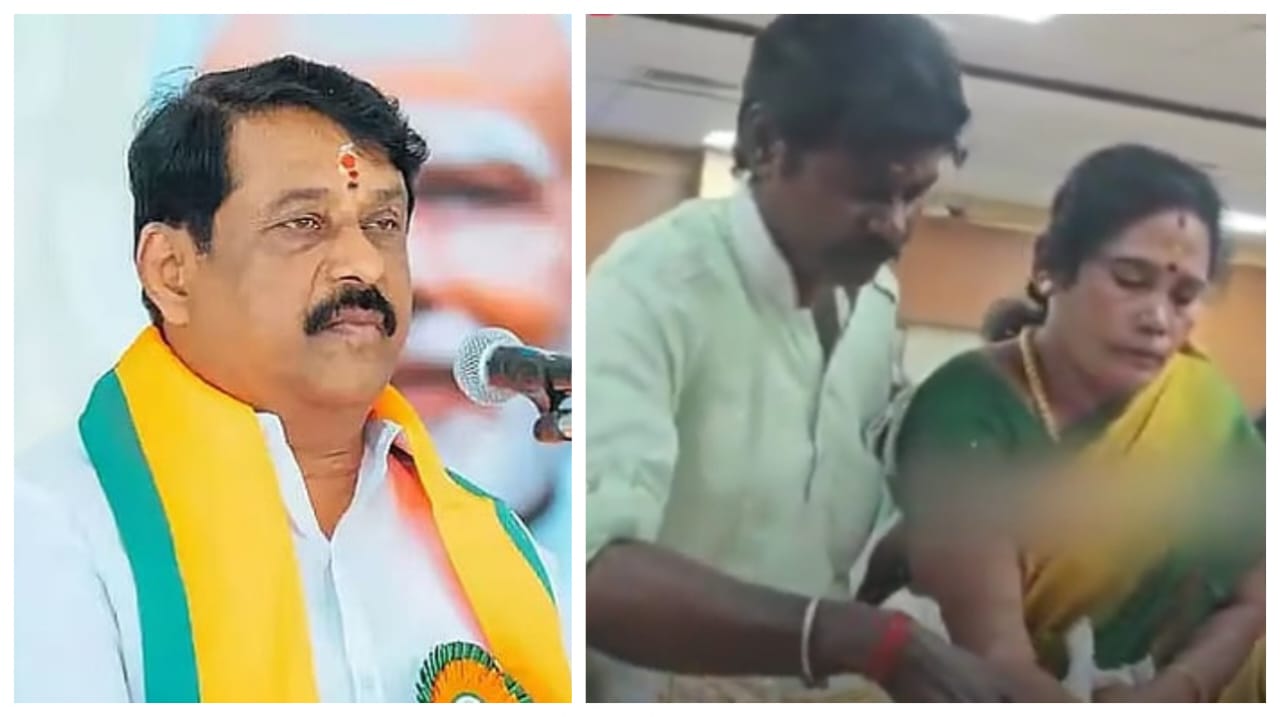 வெட்கக்கேடு.! துர்நாற்றம் வீசிய தரமற்ற ரேஷன் அரிசி… இதுல நலத்திட்ட உதவின்னு இலவசமா கொடுத்த தவெக எம்எல்ஏ… வீடியோவை வெளியிட்டு பாஜக தலைவர் விளாசல்..!!!