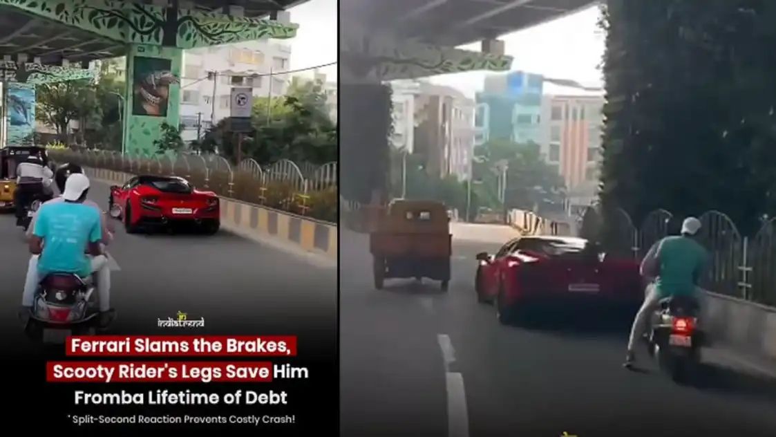 “கோடி ரூபாய் காரா? இல்ல உயிரே முக்கியமா?” ஸ்கூட்டர் ஓட்டுநரின் அந்த ஒரு நொடி செயல்.. இணையத்தையே அதிரவைக்கும் காட்சிகள்..!!”