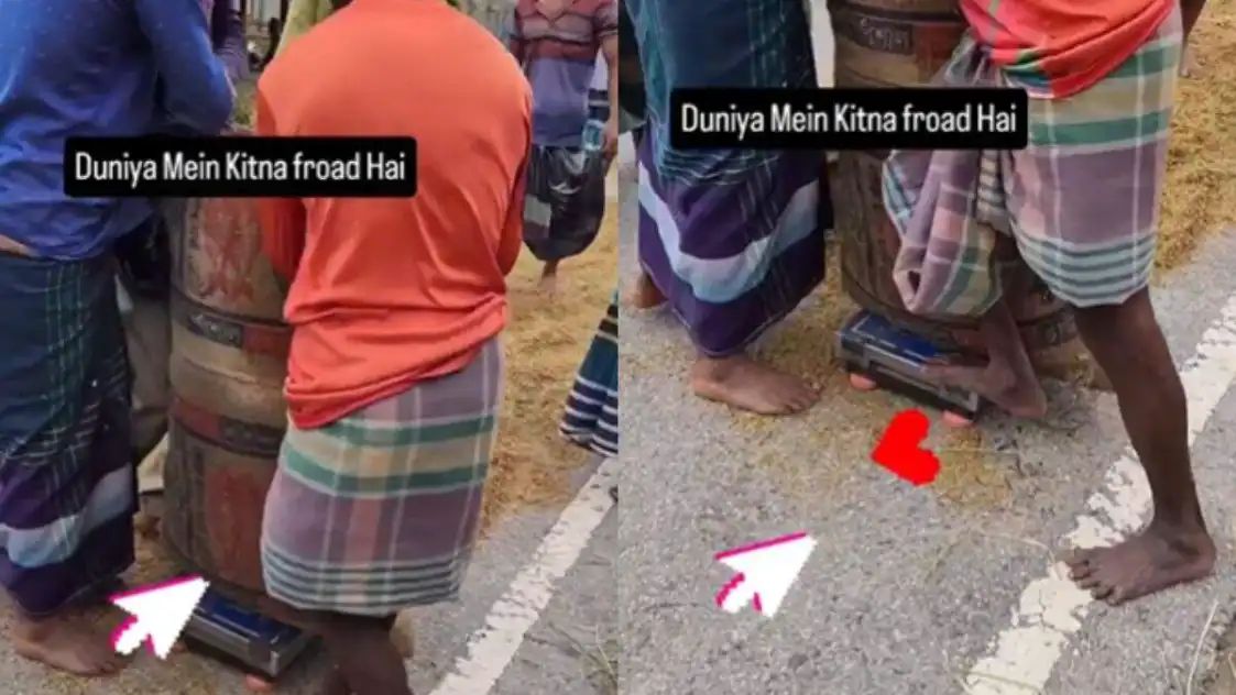 “மக்கள் கண்ணுல மண்ணைத் தூவும் வித்தை!” கால்ல மிதிச்சு எடை போடுறாரா? சாக்கு மூட்டையை வெச்சு வியாபாரி பண்ணுற திருட்டுத்தனம்..  வைரல் வீடியோ..!!”