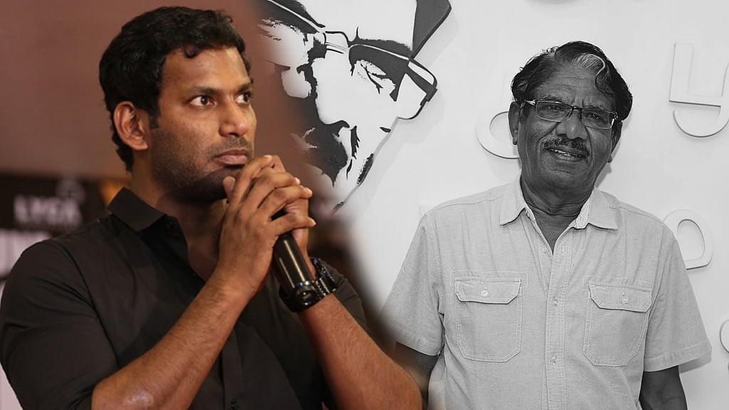 ​”என் முதல் பட டீசர் ரிலீஸை நிறுத்துறேன்…. அவருக்கு நான் செய்யும் மரியாதை இதுதான்” இயக்குநர் இமயம் மறைவால் உடைந்த விஷால்….!!