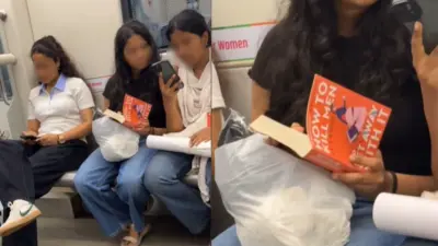 “ஆண்களைக் கொல்லும் வழியா…?” மெட்ரோவில் பெண்ணின் கையில் இருந்த புத்தகம்…. உண்மையிலே படிக்கிறாரா இல்லை வெறும் கவன ஈர்ப்பா…?? இணையத்தை உலுக்கும் வைரல் வீடியோ….!!