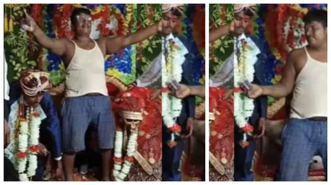 கல்யாண மேடையில் இப்படியா..? “வெறும் உள்ளாடையுடன் திடீரென மேடை ஏறிய நபர்”… ரூ.10 கொடுத்து அவர் செஞ்சது தான் ஹைலைட்.. வயிறு குலுங்க சிரிக்க வைக்கும் வீடியோ..!
