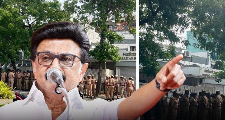 “சிவப்பு மஞ்சள் சேர்ந்தால் காவி உறுதியா?”… பெரியார் திடலில் தடையா?.. காவல்துறை மூலம் அடக்குமுறையை ஏவும் அரசு.. திமுக தலைவர் கண்டனம்..!!!