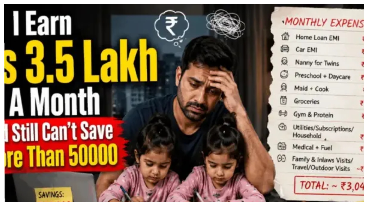 ” ₹3.5 லட்சம் சம்பளம், ₹40,000 ஆயாவுக்கு.. ₹50,000 எல்கேஜிக்கு!”… ஐடி ஊழியரின் குமுறலும், தலைசுற்ற வைக்கும் மாத பட்ஜெட் லிஸ்ட்..  அதிர்ச்சி உண்மை..!!!