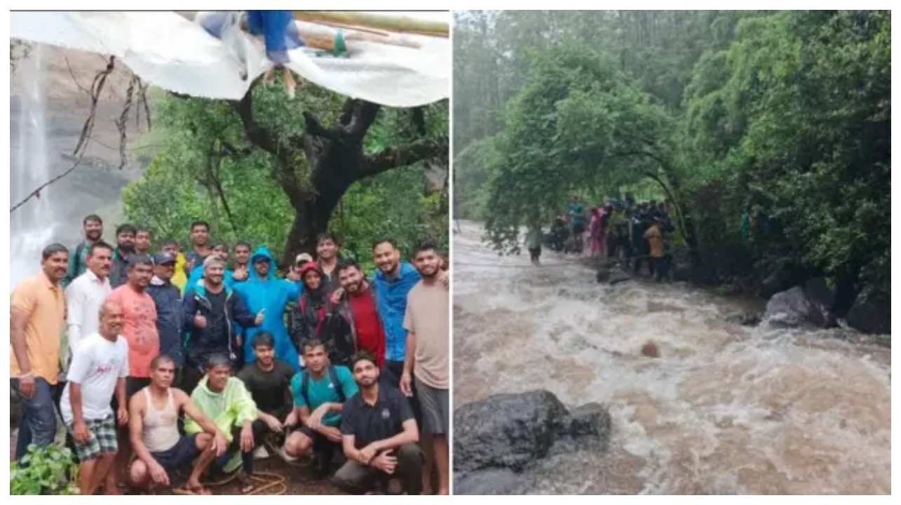 ஜாலியாக குளிக்கச் சென்ற இடத்தில் நேர்ந்த பயங்கரம்.. நீர்வீழ்ச்சியில் வெள்ளத்தில் சிக்கிய 80 பேர்.. 3 மணி நேர மரணப் போராட்டம்.. உயிரைப் பணயம் வைத்த ஹீரோக்கள்..!!!