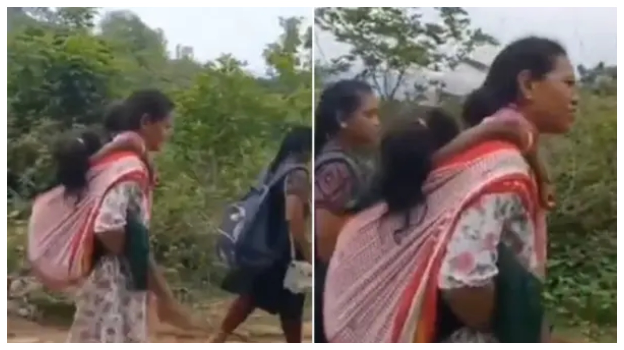 “அம்மா கூட தோத்துடுவாங்க!”– காய்ச்சலால் துடித்த பழங்குடியின மாணவியை 6 கி.மீ முதுகில் சுமந்த பள்ளி வார்டன்… வைரலாகும் பகீர் வீடியோ..!!!