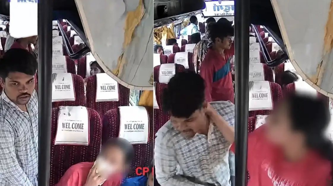 “அறை கொடுத்தது வெறும் கையில் இல்ல… பேருந்துல அசிங்கமா நடந்தவனுக்கு ‘தர்ம அடி’ கொடுத்த இளம்பெண்.. மிரண்டு போன மக்கள்.. சிசிடிவி வீடியோ இதோ..!!”