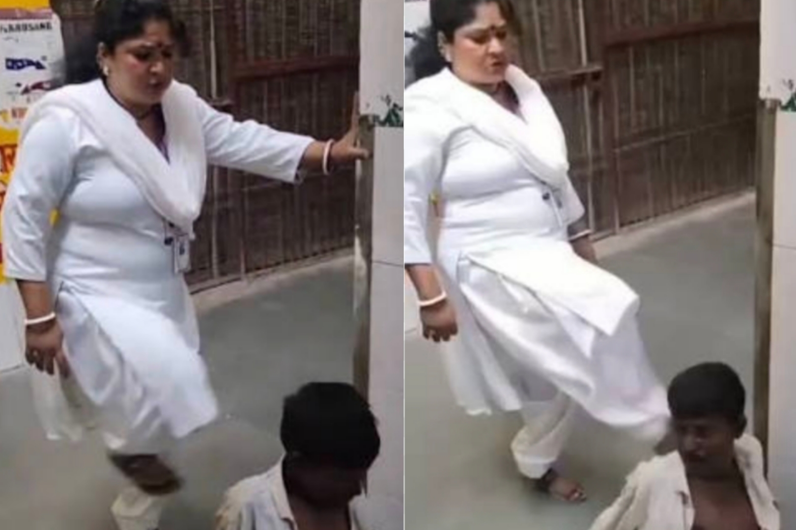 “இவங்களுக்கெல்லாம் எதுக்கு ஹாஸ்பிட்டல்ல வேலை தர்றாங்க?” – மனநலம் குன்றியவரை காலால் மிதித்த பெண் ஊழியர்…. வைரலாகும் அதிர்ச்சி வீடியோ….!!