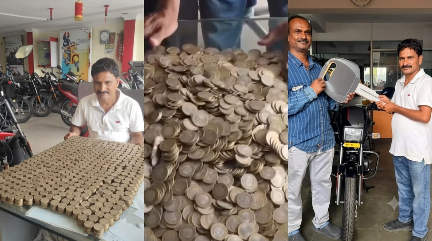 “என்னது.. லட்ச ரூபாய் பைக்குக்கு முழுக்க சில்லறையா…?!” ஷோரூம் ஊழியர்களை அதிரவைத்த 10 ரூபாய்வாலிபர்..!