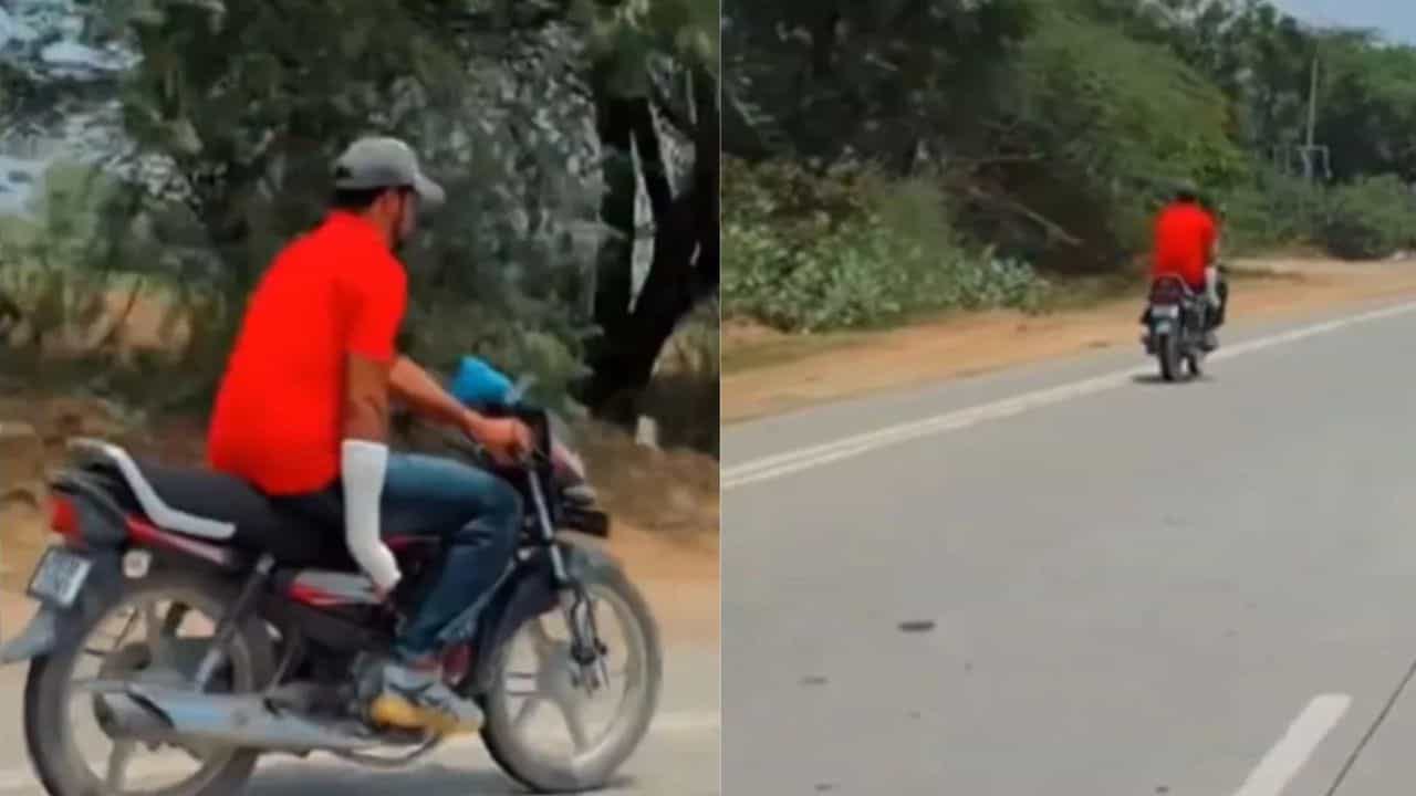 “மரண ஸ்டண்ட்!”… கையும் உடைஞ்சு போச்சு, ஆனா இவரு பண்ண வேலைய பாத்தா தலை சுத்திடும்.. திக் திக் வீடியோ..!
