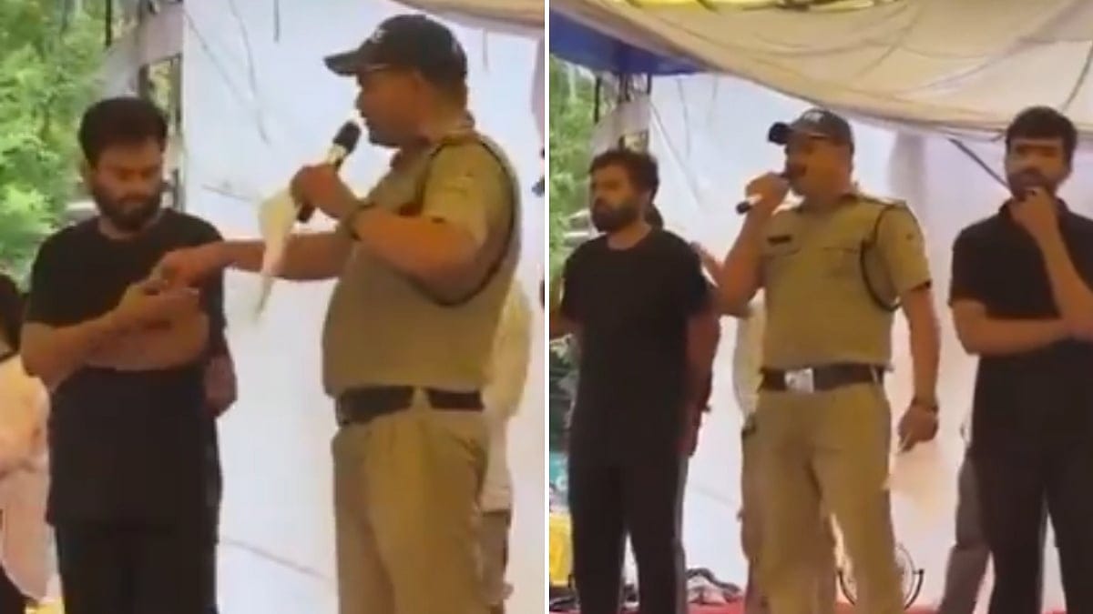 இனி எனக்கு போலீஸ் வேலையே வேண்டாம்…! பேட்ஜை கழட்டி கரப்பான் பூச்சி நிறுவனர் அபிஜித் தீப்கேவிடம் கொடுத்த போலீஸ்காரர்… வைரலாகும் பரபரப்பு வீடியோ..!!!!
