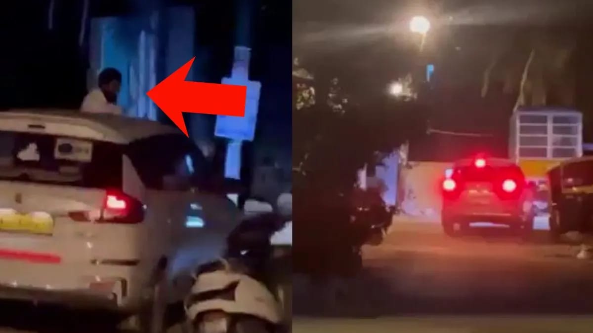 அடப்பாவி..! நடு ரோட்டில் போதை ஓட்டுனரின் அட்டூழியம்… கார் பேனட்டில் 1 கி.மீ தூரம் இழுத்துச் சென்று மரண பயத்தை காட்டிய கொடூரன்… பதைபதைக்க வைக்கும் காணொளி..!