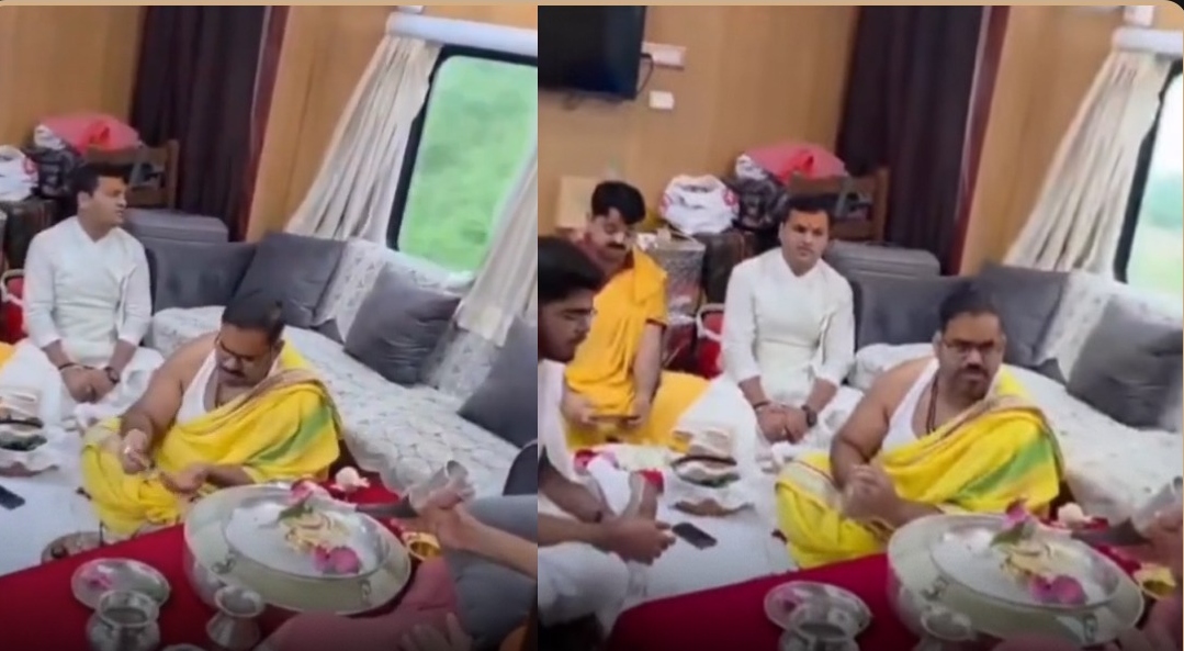 “இது சாதாரண பெட்டி இல்ல!”… ஓடும் ரயிலுக்குள் நடந்த விநோத பூஜை… இந்திய ரயில்வே சொன்ன ஷாக்கிங் விளக்கம்..!!!