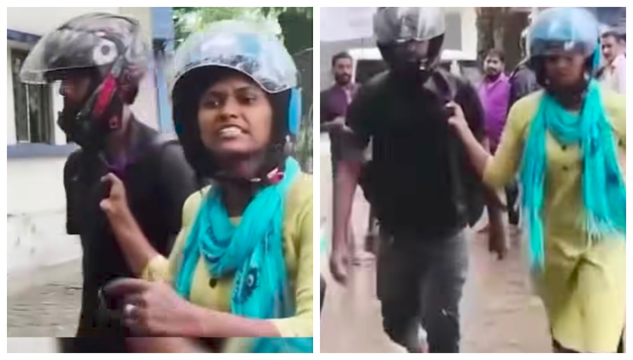 “டேய் வா டா ஸ்டேஷனுக்கு…. உன்  விடுறதா இல்ல…!” ஸ்கூட்டியில் சென்ற பெண்ணிடம் ஆபாச சைகை காட்டிய டெலிவரி பாய்…. ரோட்டிலேயே காலரை பிடித்து இழுத்துச் சென்ற சிங்கப்பெண்….!!