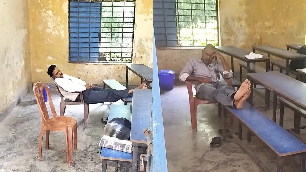 இது ஸ்கூலா இல்ல படுக்கையறையா..? வகுப்பறையில்ஆசிரியர்கள் செஞ்ச வேலையை பாருங்க… 100 மாணவர்கள் வந்த வேகத்தில் வீட்டுக்கு கிளம்பிட்டாங்க… கொந்தளிப்பை ஏற்படுத்திய காணொளி..!!