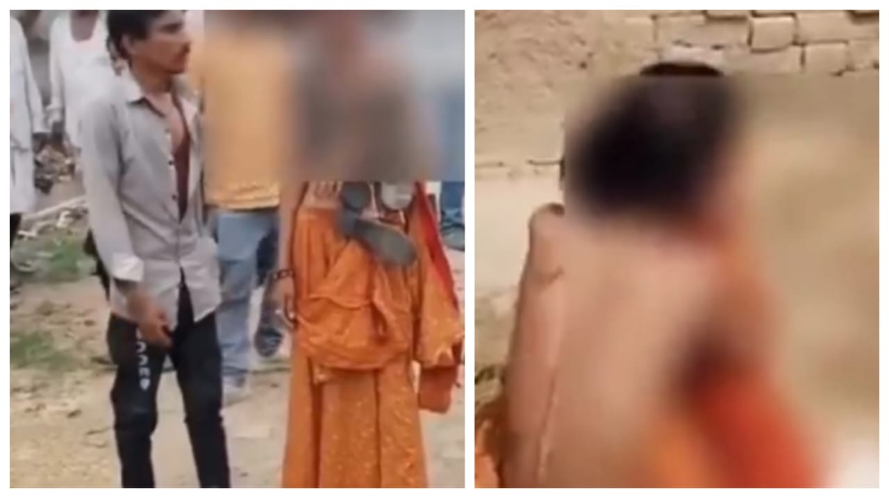 மேலாடை இல்லாமல் முடியை வெட்டி முகத்தில் கறியை பூசி நடு ரோட்டில் அமர வைக்கப்பட்ட பெண்..! செருப்பு மாலை போட்டு அரை நிர்வாண கோலத்தில் ஊர்வலம்.. பகீர் வீடியோ..!!
