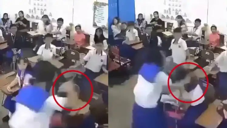 பள்ளி வகுப்பறையில் ரத்த ஆறு..! 5-ம் வகுப்பு பிஞ்சு குழந்தைகளை அடுத்தடுத்து கத்தியால் குத்திய 14 வயது மாணவி… உலகையே உலுக்கிய வீடியோ…!!