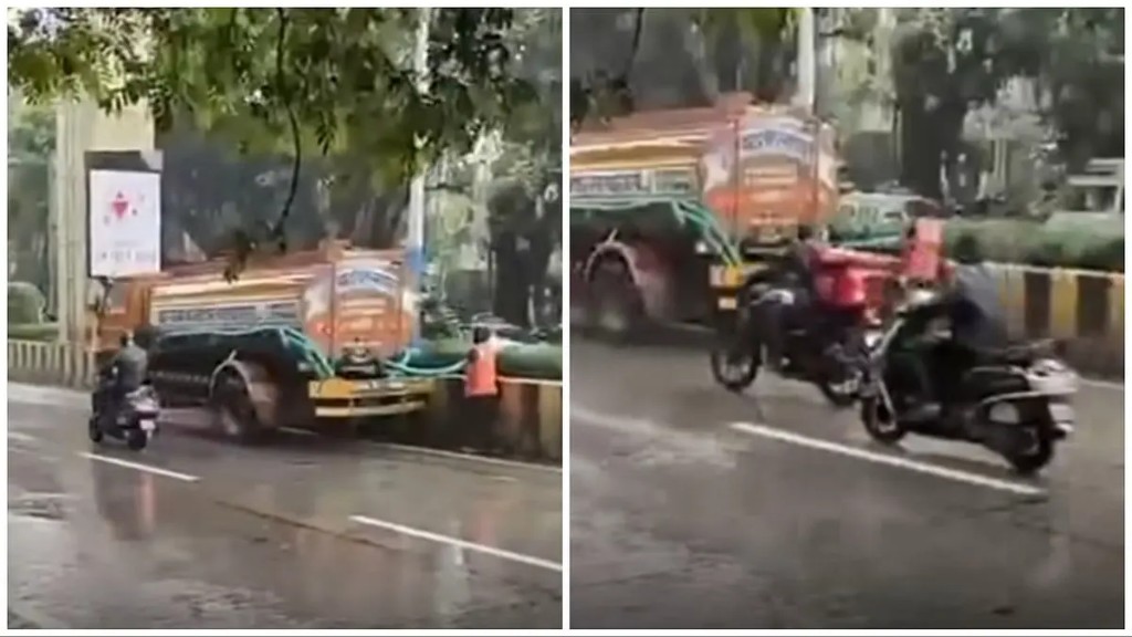 ரெட் அலர்ட்..! கொட்டும் மழையிலும் செடிகளுக்கு தண்ணீர் ஊற்றிய மாநகராட்சி ஊழியர்கள்… இது என்னப்பா கொடுமை.. புனேவில் அரங்கேறிய வினோதம்… வீடியோ வைரல்..!