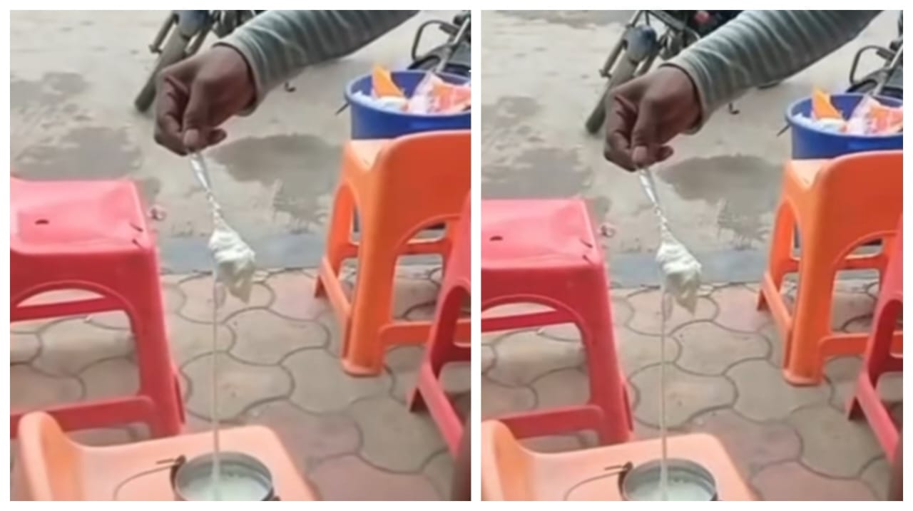 இது பாலா இல்லை ரப்பரா..? காய்ச்சிய பிறகு ஜவ்வு மிட்டாய் மாதிரி நீளும் விசித்திர பசும்பால்… வீடியோவை பார்த்து அதிர்ந்த மக்கள்…!!!