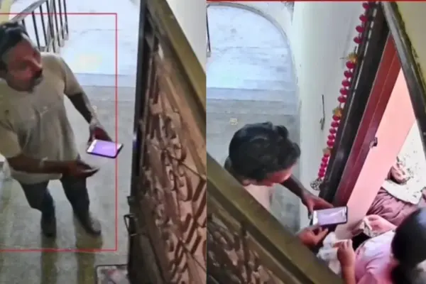 “வீட்டுக்கே வந்த விபரீதம்!”… அனுமதி இன்றி நுழைந்த டெலிவரி ஆள்.. அத்துமீறலால் ஏற்பட்ட பரபரப்பு வீடியோ…!!!