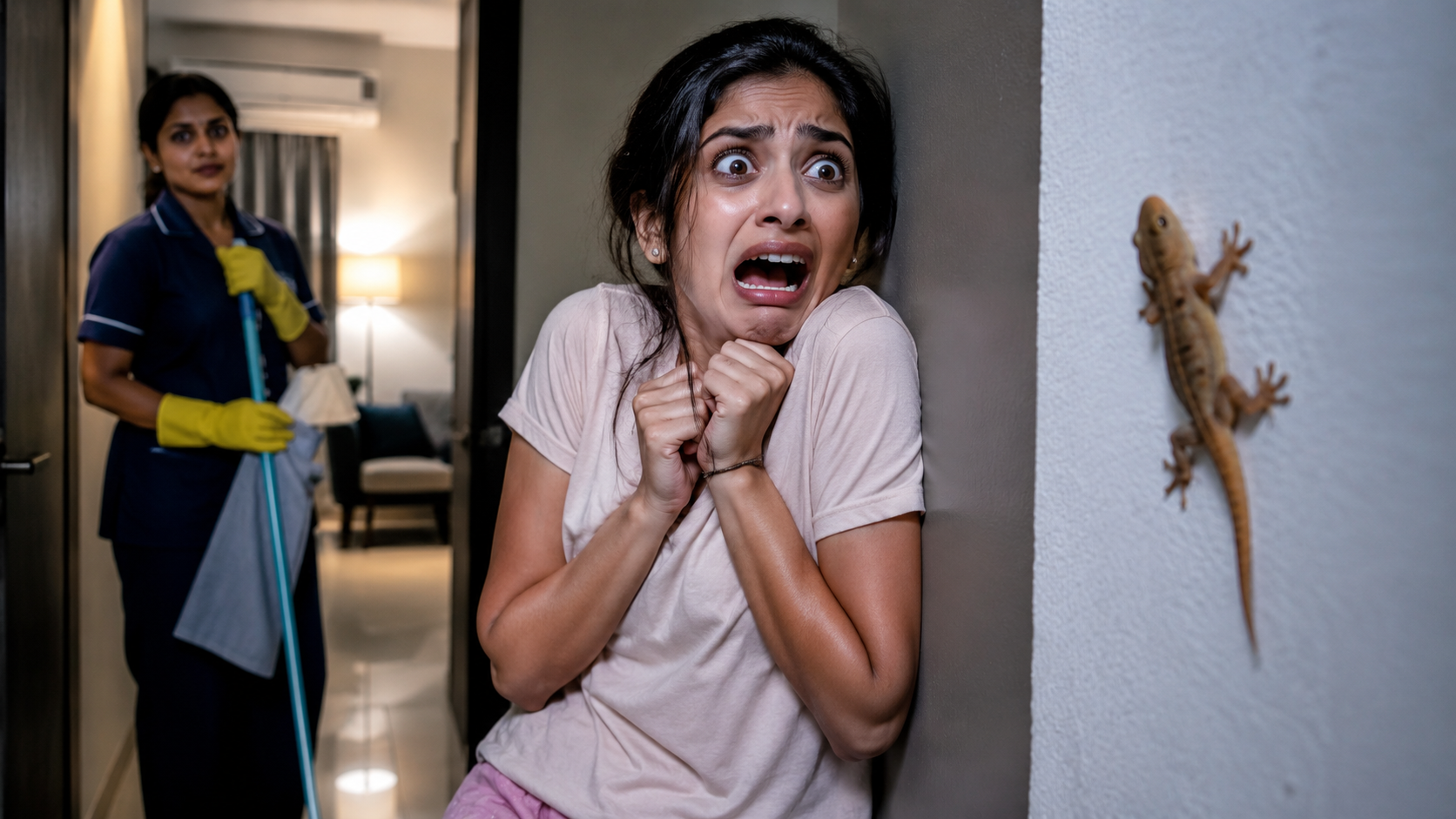 “பல்லியை விரட்ட ஆன்லைனில் ஹவுஸ் ஹெல்ப்பரா?” பயத்தில் அலறிய பெண்…. சிரித்து உருளும் நெட்டிசன்கள்….!!