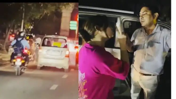 டேய்..! என்னை பார்த்து நீ எப்படிடா கண்ணடிக்கலாம்.. நடு ரோட்டில் நடந்த சேசிங்.. கார் ஓட்டுனரை பொளந்து கட்டிய பெண்… கையெடுத்து கும்பிட்டு கெஞ்சியும் விடல… வைரலாகும் வீடியோ…!!!