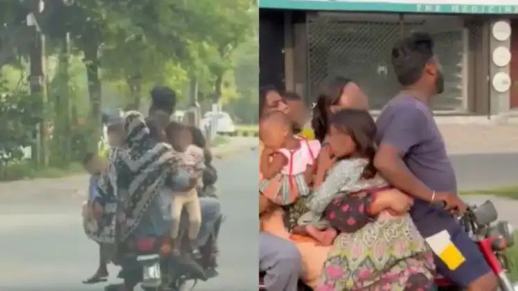 பைக்கில் போறாங்களா இல்ல பஸ்ல போறாங்களா…? “நடு ரோட்டில் 9 பேருடன் சீறிப்பாய்ந்த பைக்”.. பாகிஸ்தானில் இப்படியா…? தலை சுத்த வைக்கும் வீடியோ..!!