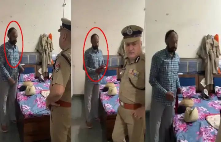 இப்ப டியூட்டி டைம்..! நல்ல சரக்கு அடிச்சிட்டு ஜாலியா தூங்கிய போலீஸ் அதிகாரி… நள்ளிரவில் ரெய்டுக்கு போன டிஐஜி… அடுத்து நடந்த டிவிஸ்ட்.. வைரலாகும் வீடியோ…!!