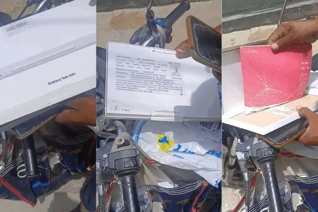 “95,000 ரூபாய்க்கு ஆர்டர்… பெட்டிக்குள்ள இருந்ததோ கிழிஞ்ச புக்.. பிளிப்கார்ட்-ல நடந்த மோசடி.. அலறிப்போன கஸ்டமர்.. அதிர்ச்சியான வீடியோ..!!”