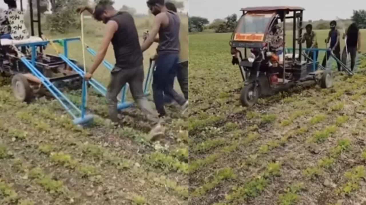 எப்படி வேணாலும் யூஸ் பண்ணுவோம்…! “டிராக்டராக மாறிய ஆட்டோ”… விவசாயத்தில் வேற லெவல் புரட்சி… பசங்க எப்படிலாம் யோசிக்கிறாங்க… வைரலாகும் வீடியோ…!!