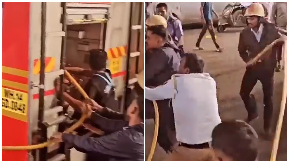 இவங்களுக்கு யாருப்பா ட்ரைனிங் கொடுத்தது…? “தீயணைப்பு வீரர்களின் செயலால் கொதிக்கும் நெட்டிசன்கள்”… இந்த வீடியோவை பார்த்தாலே தலை சுத்துது… என்ன கொடுமை சார் இது..!