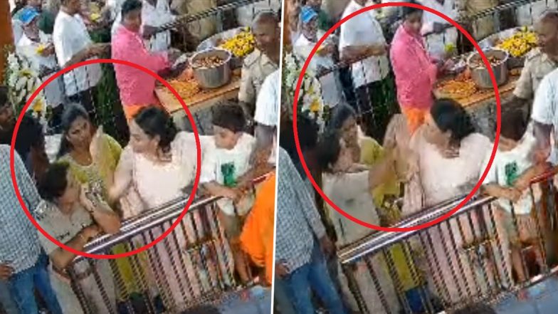 விஐபி தரிசனம் வேணும்… வெயிட் பண்ண முடியாது என அடம் பிடித்து ரகளை..? “கோவிலில் வைத்தே போலீஸ் அதிகாரிக்கு கன்னத்தில் பளார் விட்ட பாஜக எம்எல்ஏ மகள்”… வைரலாகும் அதிர்ச்சி வீடியோ..!