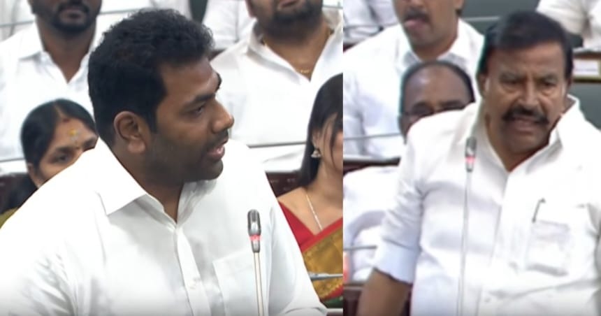 Breaking: அமைச்சர் ஆதவ் vs  கே.என் நேரு.. நீங்க வீடு வேண்டாம்னு எழுதி கொடுங்க.. கேஸ் போட்டாலும் பரவால்ல…  ஆனால் அந்த தவெக உறுப்பினர்கள் யாரும் கார் கேட்க மாட்டாங்க… பேரவையில் காரசார விவாதம்..!!