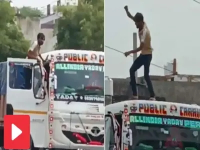 “நடுரோட்டில் அரங்கேறிய பயங்கரம்! ஓடுற லாரி மேல ஏறி டிரைவர் செஞ்ச வேலை…. உயிரை பணயம் வச்சு ஆட்டம் போட்ட டிரைவர்…. வைரலாகும் அதிர்ச்சி வீடியோ….!!