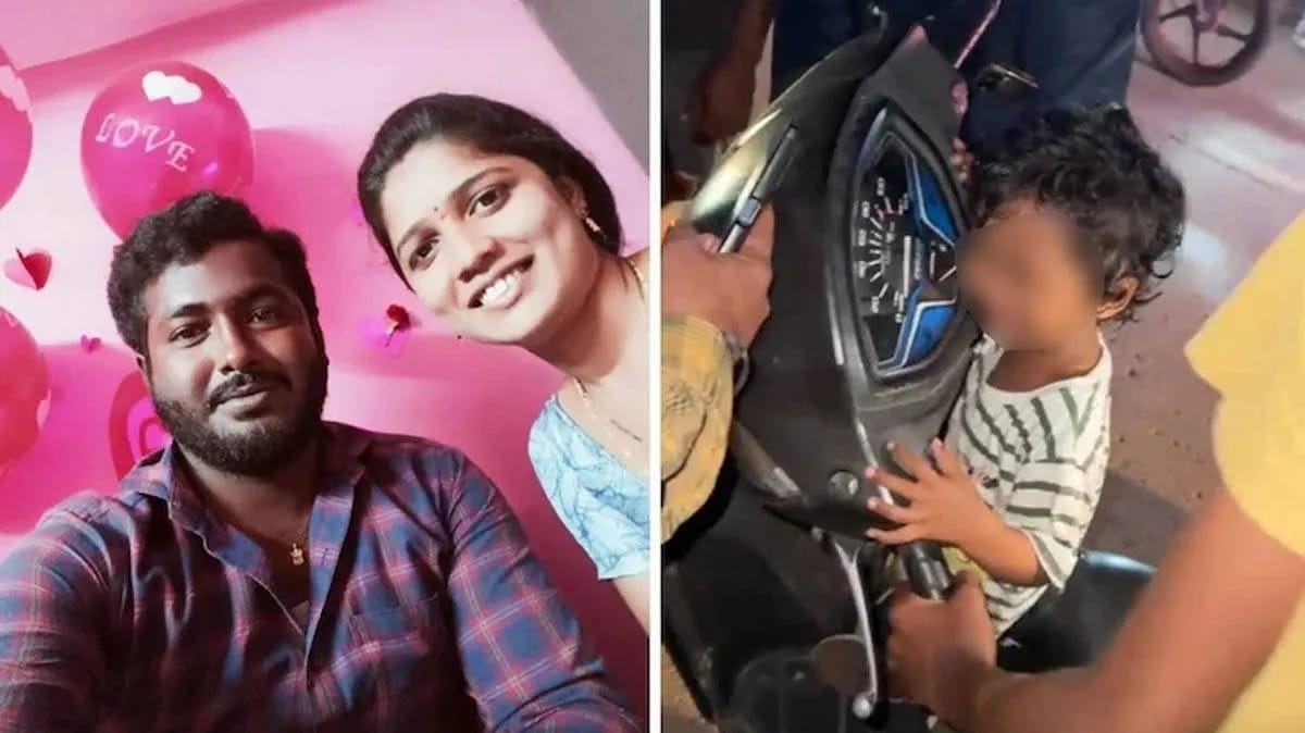 அம்மா அப்பா…! இருட்டிலும் குளிரிலும் பாலத்தின் அருகே ஸ்கூட்டியில் கதறி அழுத 3 வயது குழந்தை… பெற்ற மகனை வண்டியில் விட்டுட்டு ஆற்றில் குதித்த பெற்றோர்… நெஞ்சை உலுக்கும் சம்பவம்…!