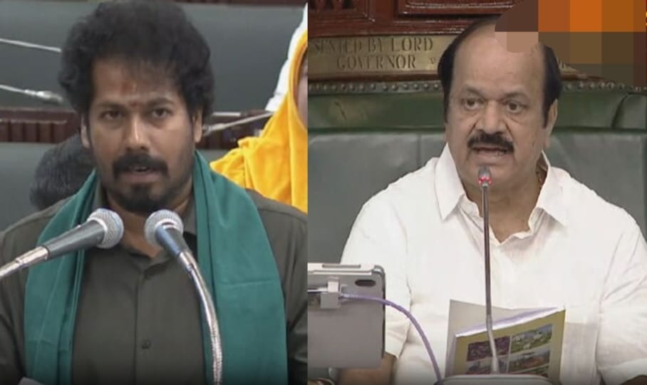 “பட்ஜெட்டை மட்டும் படிங்க”… CM விஜயை புகழ்ந்து நீண்ட நேரமாக கவிதை வாசித்து அமைச்சர் வினோத்… கண்டித்த சபாநாயகர்… வைரலாகும் வீடியோ…!!
