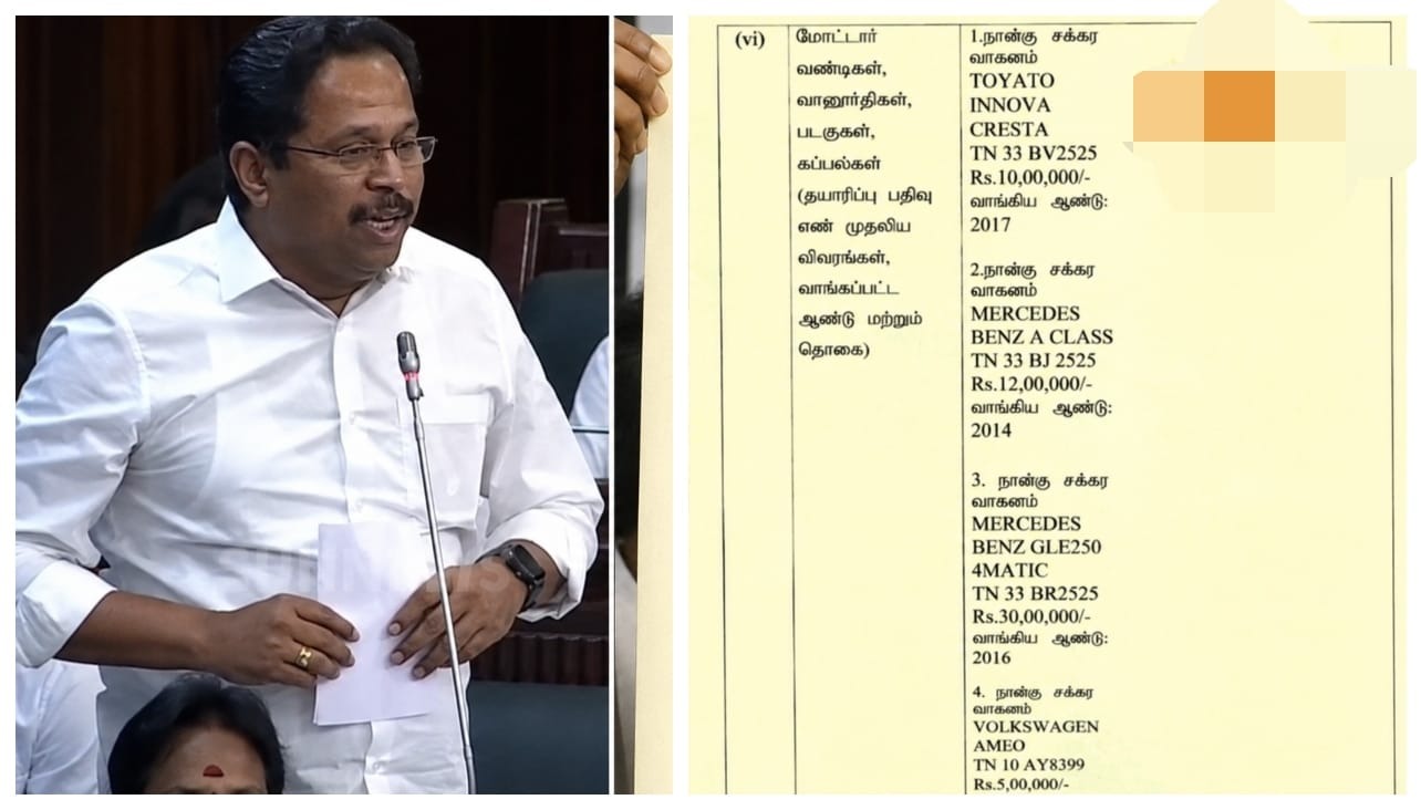2 பென்ஸ் கார் உட்பட 4 சொகுசு கார் வச்சிக்கிட்டே இனோவா கார் கேட்ட தவெக எம்எல்ஏ… சட்டசபையில் ருசிகரம்… வேட்புமனு தாக்கல் வெளியானதால் பரபரப்பு..!!