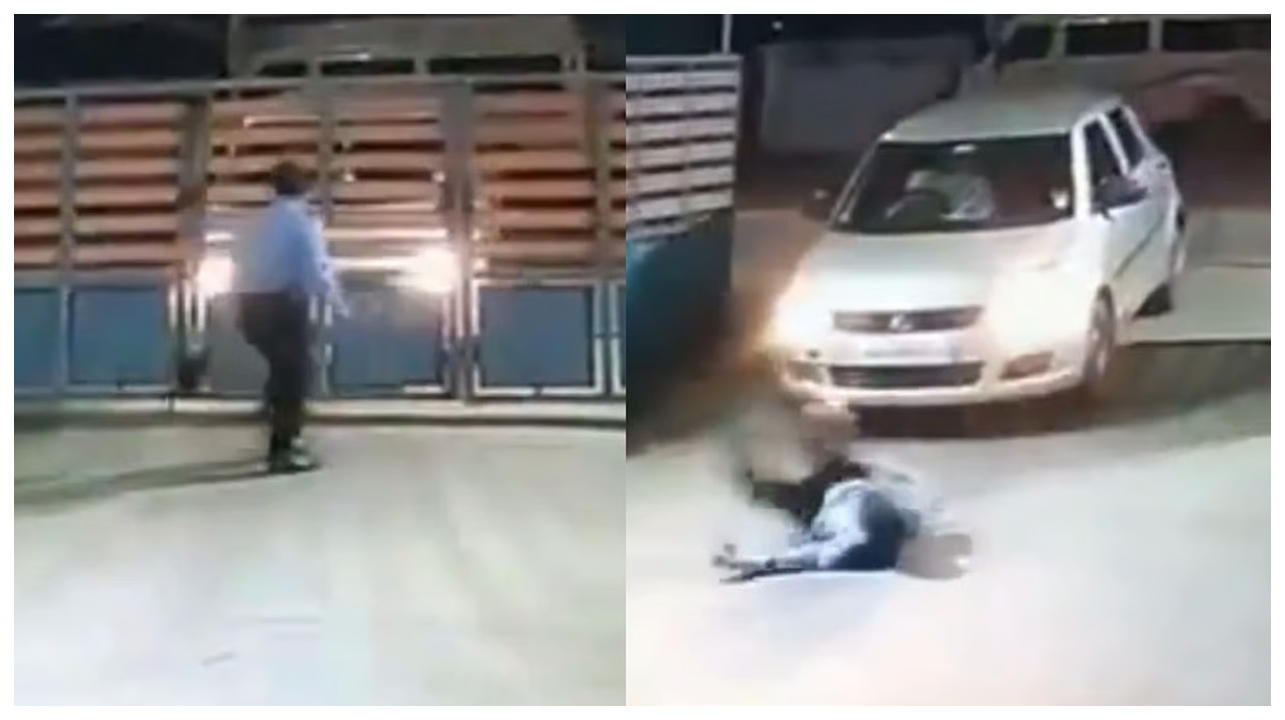 “அய்யோ கடவுளே… ஒரே நொடியில் நூலிழையில் தப்பிச்ச உயிர்!” – அப்பார்ட்மெண்ட் கேட்டை உடைத்துக் கொண்டு பாய்ந்த கார்… நெஞ்சை பதறவைக்கும் சிசிடிவி காட்சி..!!!