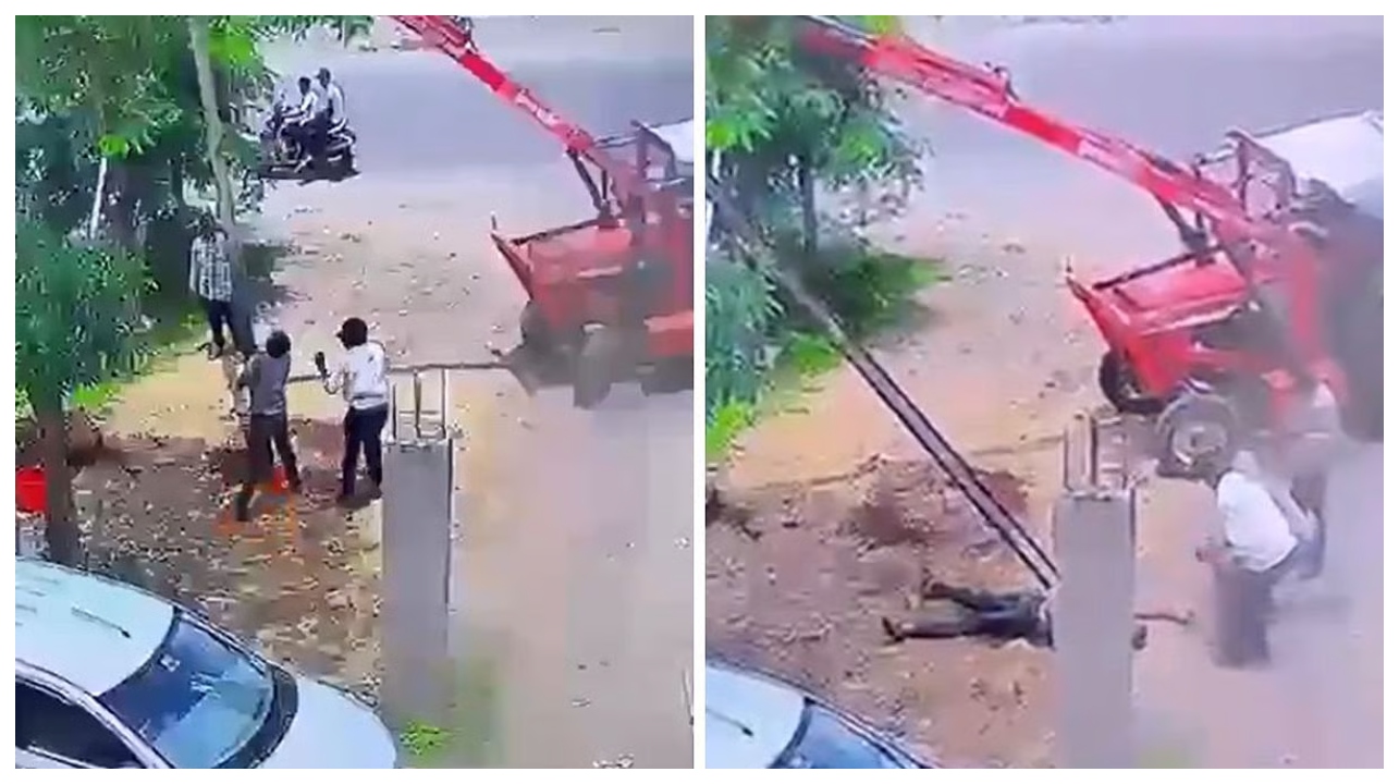 “ஐயோ பாவம்… அஞ்சே செகண்ட்ல முடிஞ்சு போச்சே ஒரு உயிர்!” – கம்பம் நட்டபோது மின்சாரம் தாக்கி 32 வயது தொழிலாளி பரிதாப பலி.. கலங்க வைக்கும் வீடியோ..!!!