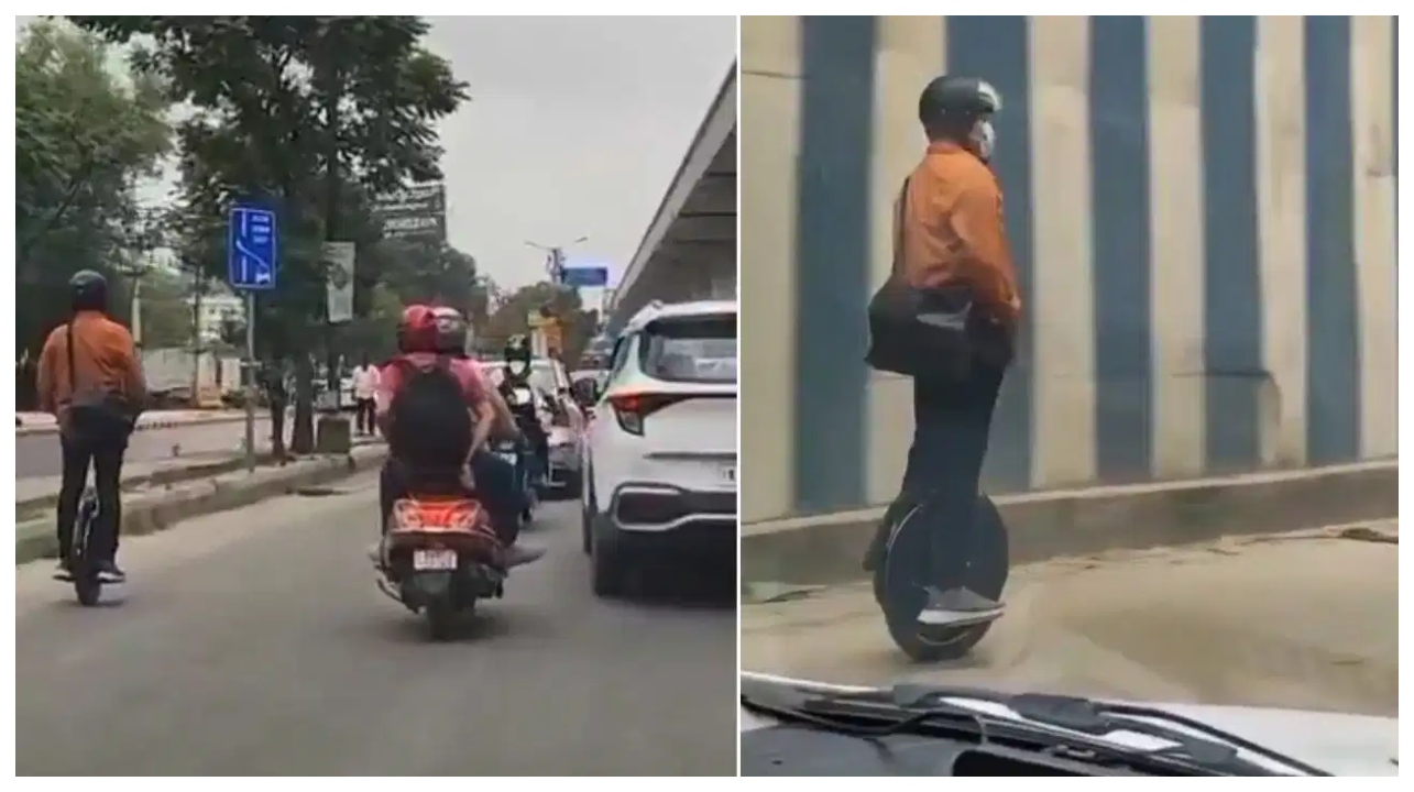 “ட்ராஃபிக்கை சமாளிக்க இப்படி ஒரு மரண மாஸ் ஐடியா தோணுச்சு பாருங்க, செம பாஸ்..!” நெட்டிசன்களை வாயடைக்க வைத்த எலக்ட்ரிக் யுனிசைக்கிள்..!!!