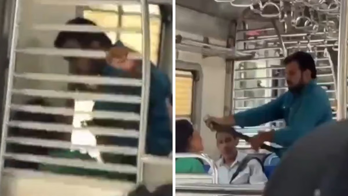 ஒருத்தர் கூட தடுக்கல..! ஓடும் ரயிலில் பெல்ட்டால் துடிக்க துடிக்க அடித்து மிரட்டி தாக்குதல் நடத்திய நபர்… வேடிக்கை பார்த்த பயணிகள்… கொந்தளிப்பை ஏற்படுத்திய வீடியோ..!