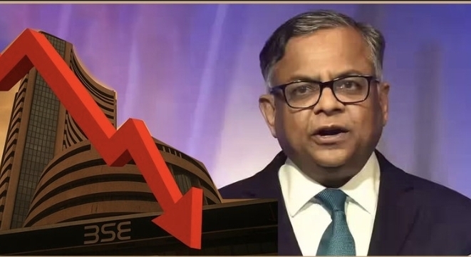டாடா சன்ஸில் வெடித்த சர்ச்சை…. 2027 வரை கெடு இருந்தும் திடீரென விலகிய சந்திரசேகரன்…. பங்குச் சந்தையில் 4% சரிவு….!!