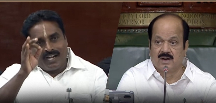 “உங்களுக்குத் தேனு…. எங்களுக்குப் பாலு” பேரவைத் தலைவரைப் புகழ்ந்து தள்ளிய தவெக எம்.எல்.ஏ….!!