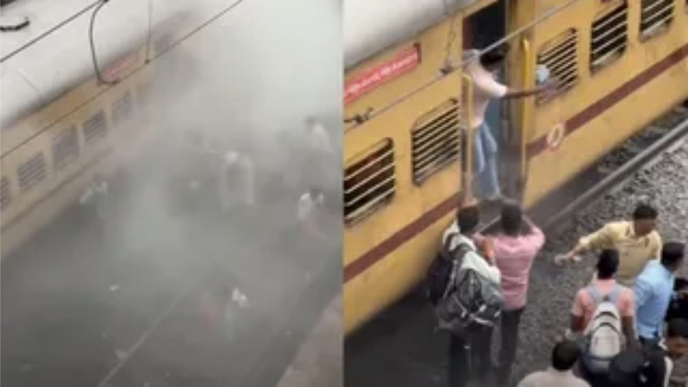 “பிரேக் ஜாம் ஆனதால் வெடித்த புகை” ரயிலில் இருந்து அலறியடித்துக் குதித்த பயணிகள்…. பதைபதைக்கும் காட்சிகள்….!!