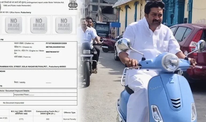 “ஹெல்மெட்டும் இல்ல…. வண்டியில நம்பர் பிளேட்டும் இல்ல?” சட்டமன்றத்துக்கு பைக்கில் வந்த எம்.எல்.ஏ வையாபுரி…. அபராதம் போட்ட போக்குவரத்து போலீஸ்….!!