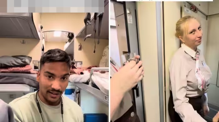 அடடே ரயிலில் பெண் டிக்கெட் பரிசோதரா..? பார்க்க ஒரு ஹீரோயின் மாதிரி இருக்காங்க… ரஷ்ய ட்ரெயினில் போன இந்தியர் அசந்து போன சம்பவம்… வைரலாகும் வீடியோ..!!