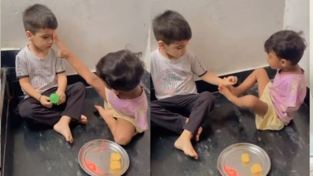 கால்களில் கவிதை வரைந்த தங்கை..! “அண்ணனுக்கு காலால் ராக்கி கட்டி திலகமிட்டு ரக்ஷா பந்தன் கொண்டாடிய சிறுமி”… கண் கலங்க வைக்கும் பாசம்… வைரலாகும் வீடியோ…!!